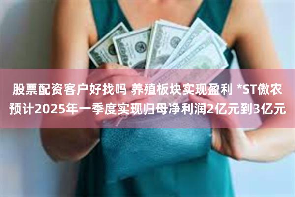 股票配资客户好找吗 养殖板块实现盈利 *ST傲农预计2025年一季度实现归母净利润2亿元到3亿元