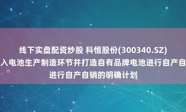 线下实盘配资炒股 科恒股份(300340.SZ)：尚无立即进入电池生产制造环节并打造自有品牌电池进行自产自销的明确计划
