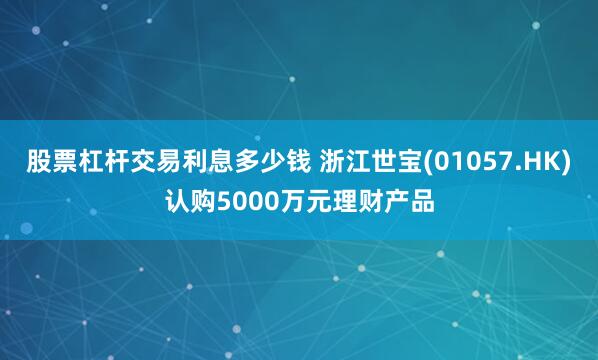 股票杠杆交易利息多少钱 浙江世宝(01057.HK)认购5000万元理财产品